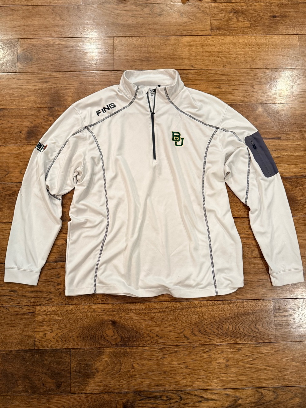 PING Men's White Baylor University 1/4-Zip Performance Pullover - 3 Point Club